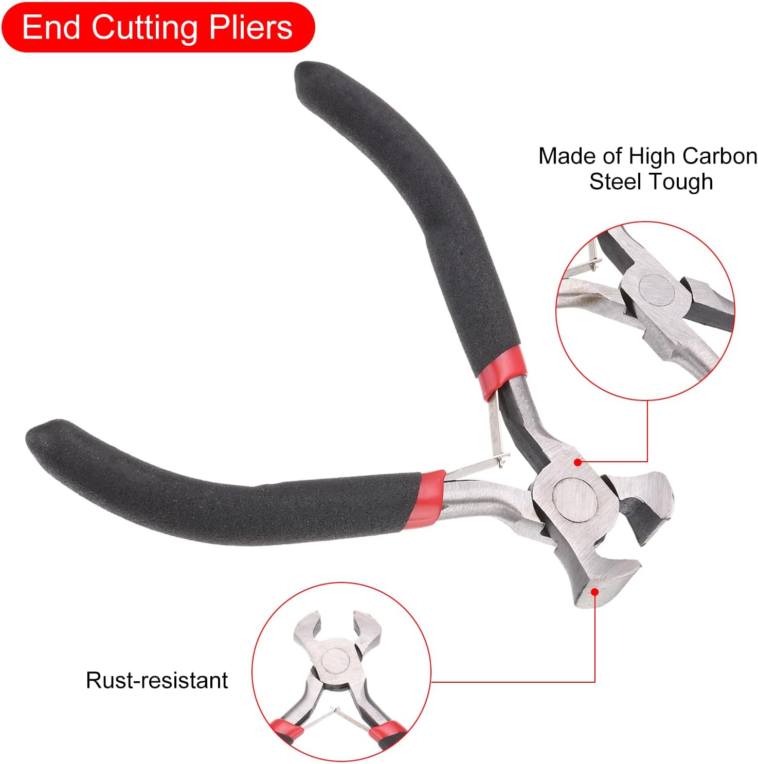 HARFINGTON End Cutting Pliers 4.5" Mini End Nipper Jewelry Pliers with Non-slip PVC Handle for Beading Jewelry Making Wire Wrapping DIY Craft Hobby - Image 3