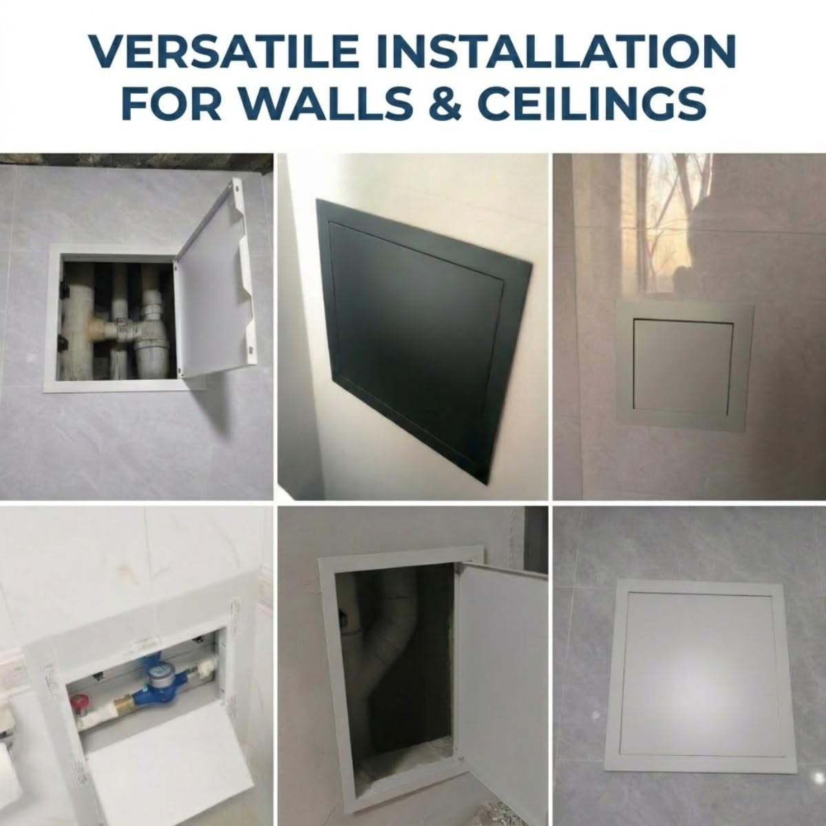 Pannello di accesso magico per soffitto, porta in metallo bianco push-to-open per scatola dei fusibili, multi-formato da 6 x 6 a 61 x 61 cm (nero 600 x 600 mm) - Design facile da installare, durevole