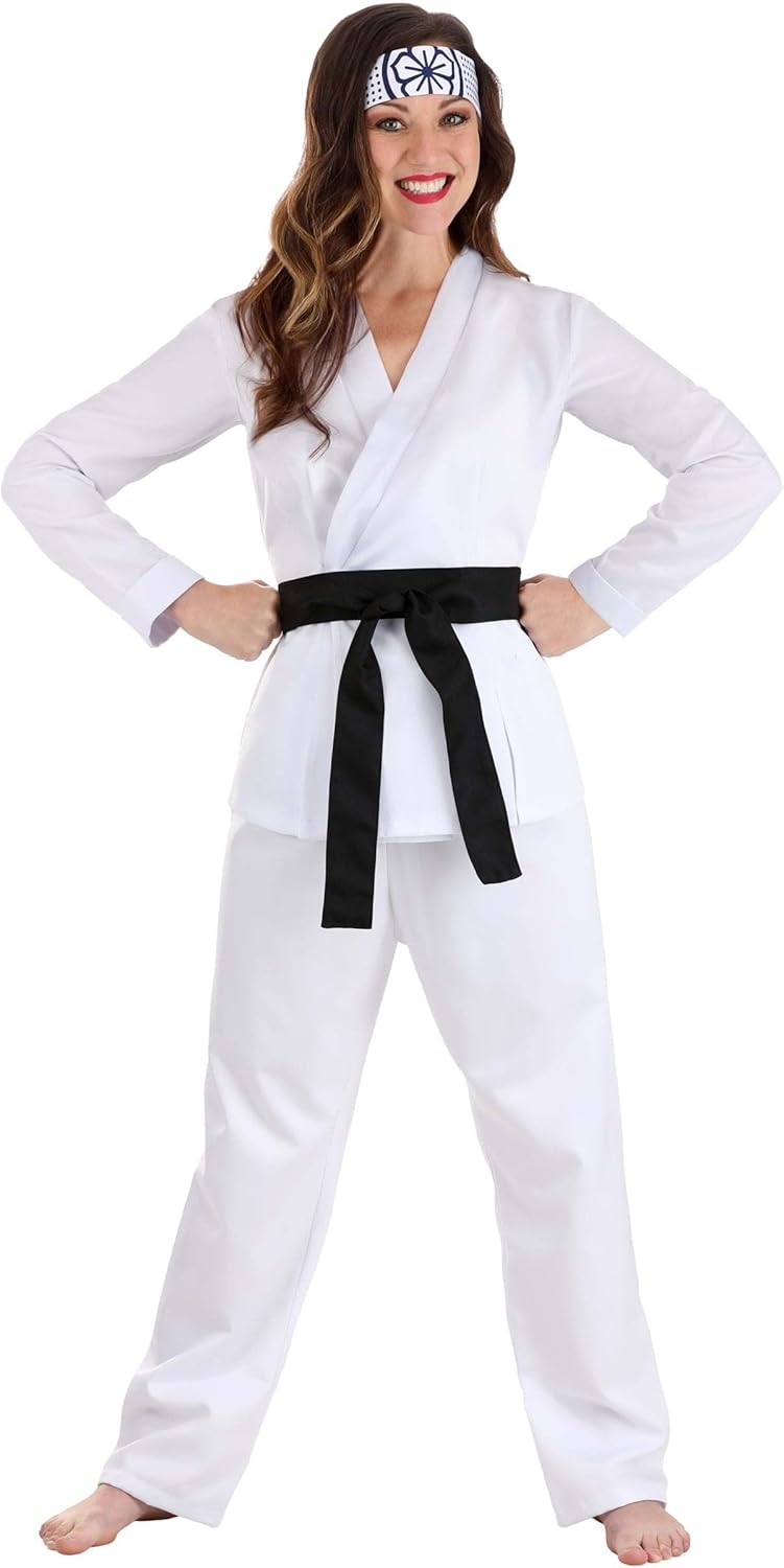 Karate Kid Costume for Women | Daniel-San Martial Arts Outfit for Halloween | Tunic, Pants, Belt, & Headband