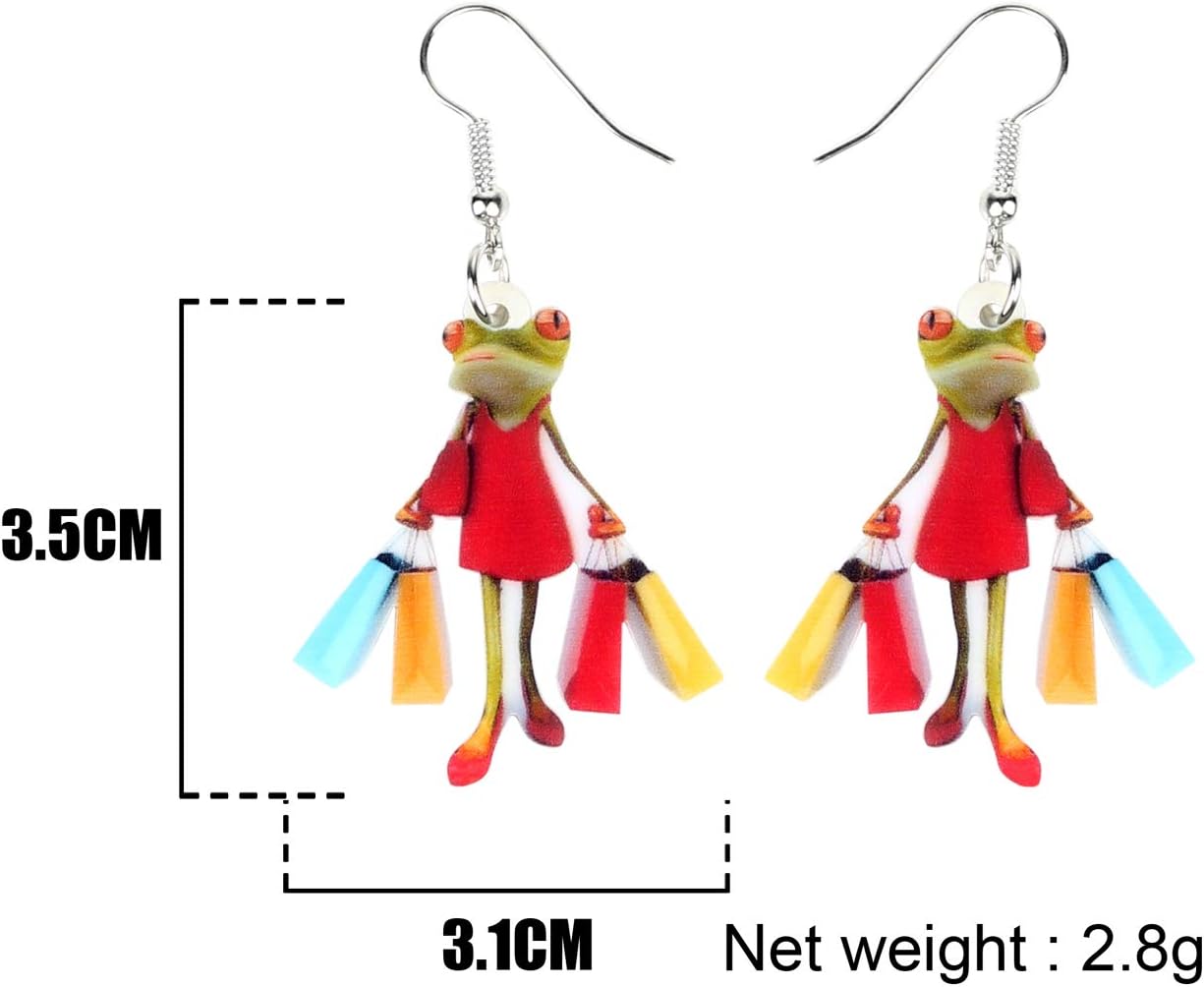 NEWEI Cute Weird Acrylic Frog Earrings Dangle Funny Animals Jewelry for Women Accessories Charms - Image 5