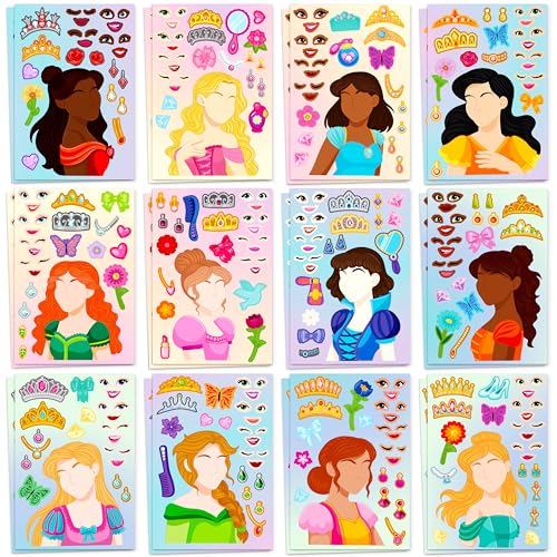 JOYIN 24 Sheets 9x6 Make a face Stickers for Kids Make Your Own Princess Stickers Party Favors Kids Crafts Goodie Bags Stuffers Classroom Activities