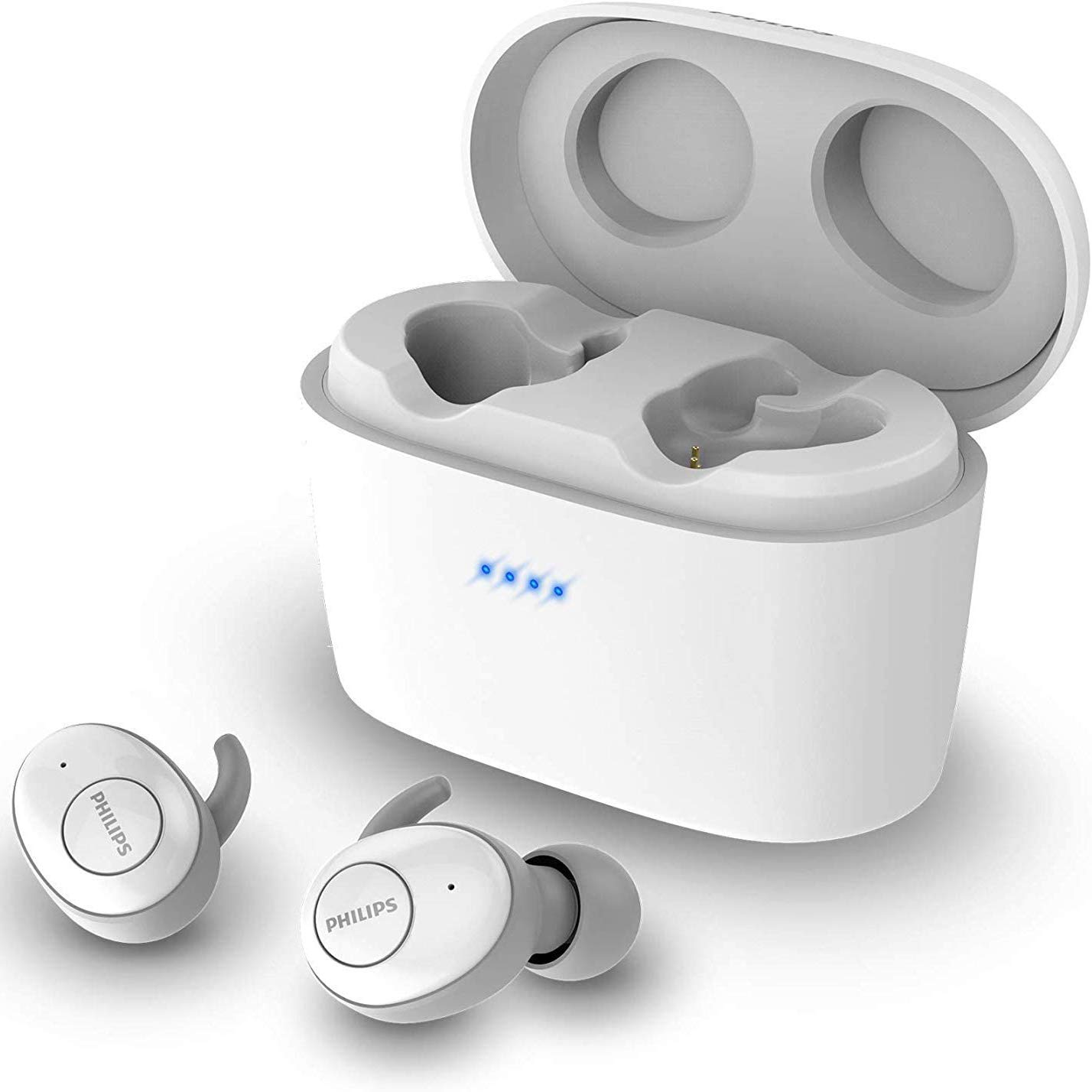 Philips AudioSHB2515WT/10 True Wireless In-Ear Headphones (Bluetooth, Integrated Microphone, Long Battery Life, Noise Cancellation, 3 Ear cap Types) - White