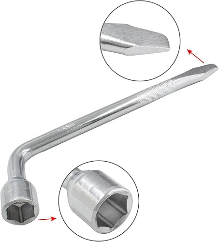 Miniatura 3 de Llave de neumático de repuesto para automóvil de 0.827 in, llave de neumático resistente, herramienta de reparación en forma de L con zócalo de