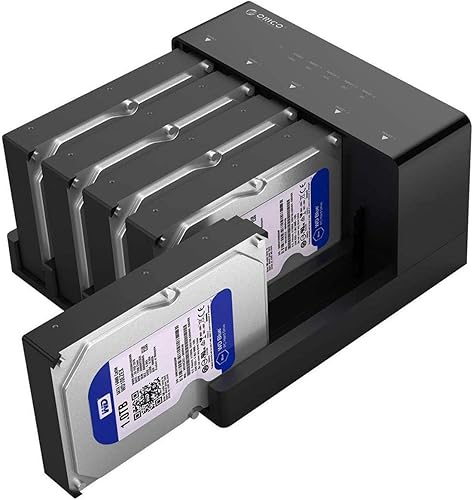 ORICO Estación de acoplamiento de disco duro USB 3.0 de 5 bahías con clonación sin conexión para SSD SATA HDD 2.5/3.5 Máximo hasta 90 TB Plug and