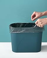 Vista 6 de Basurero pequeño para baño, 3 galones, plástico delgado, juego de 2, color negro