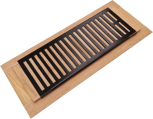 Miniatura 6 de Razo Registro de piso de madera de roble rojo, cubierta de ventilación con amortiguador, 6 x 10 pulgadas (apertura del conducto), grosor de 34