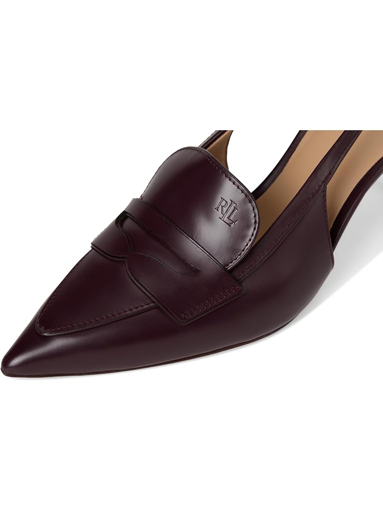 Burgundy Lauren Ralph Lauren Khloe Leather Slingback Loafers Pumps