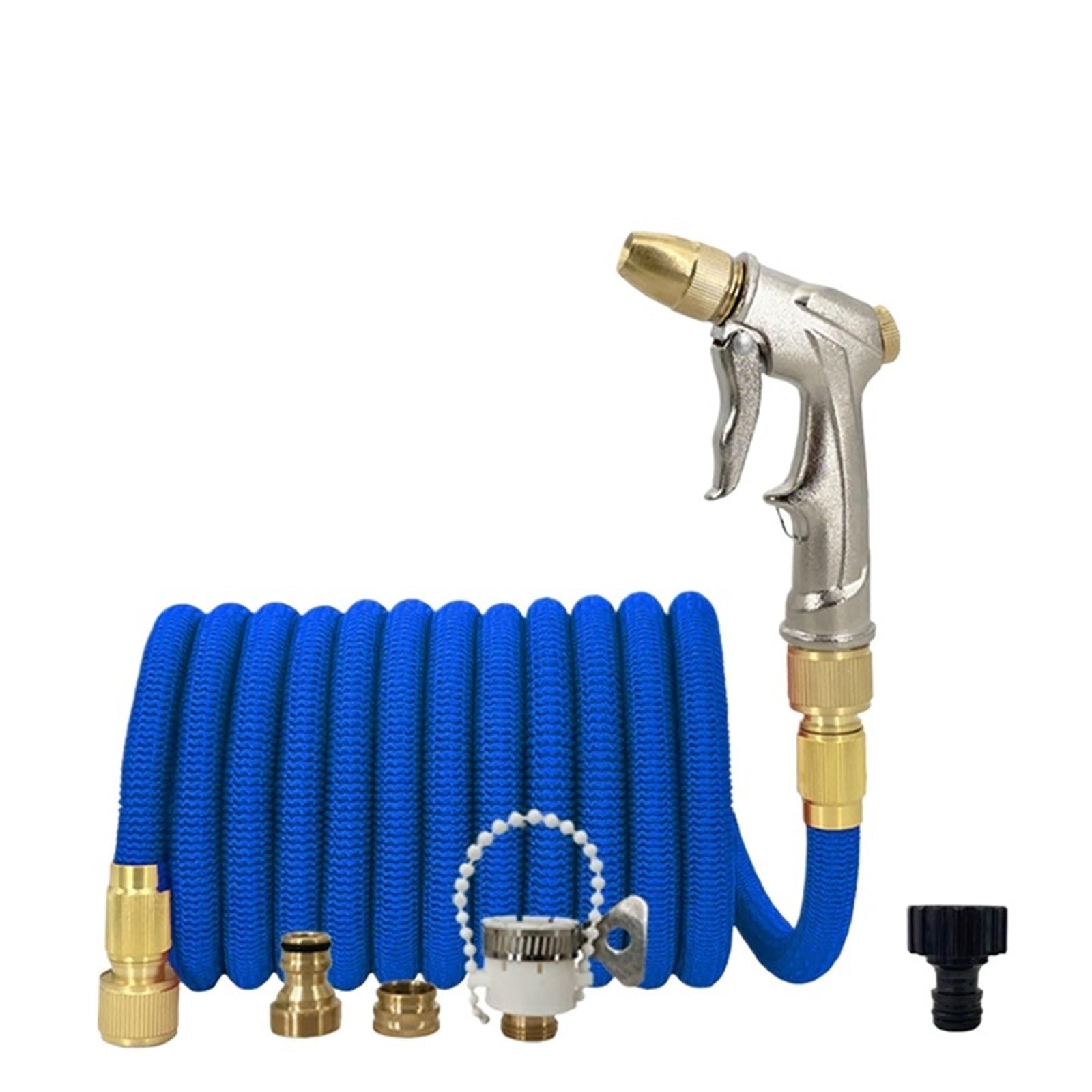 Manguera de jardín, manguera elástica retráctil con conector bimetálico expandido, manguera de alta presión para riego de jardín y granja (50 pies)