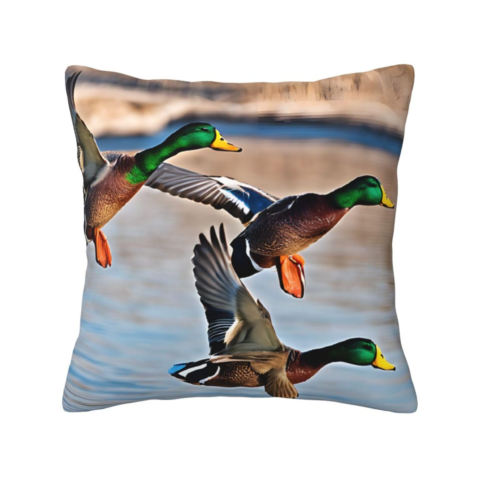 LHFIOHIRG (mallard ducks) Decorative Throw Pillow Covers Double-Sided Printed Cushion Covers for Sofa, Couch, Bed, and Home Decor 30 x 30cm