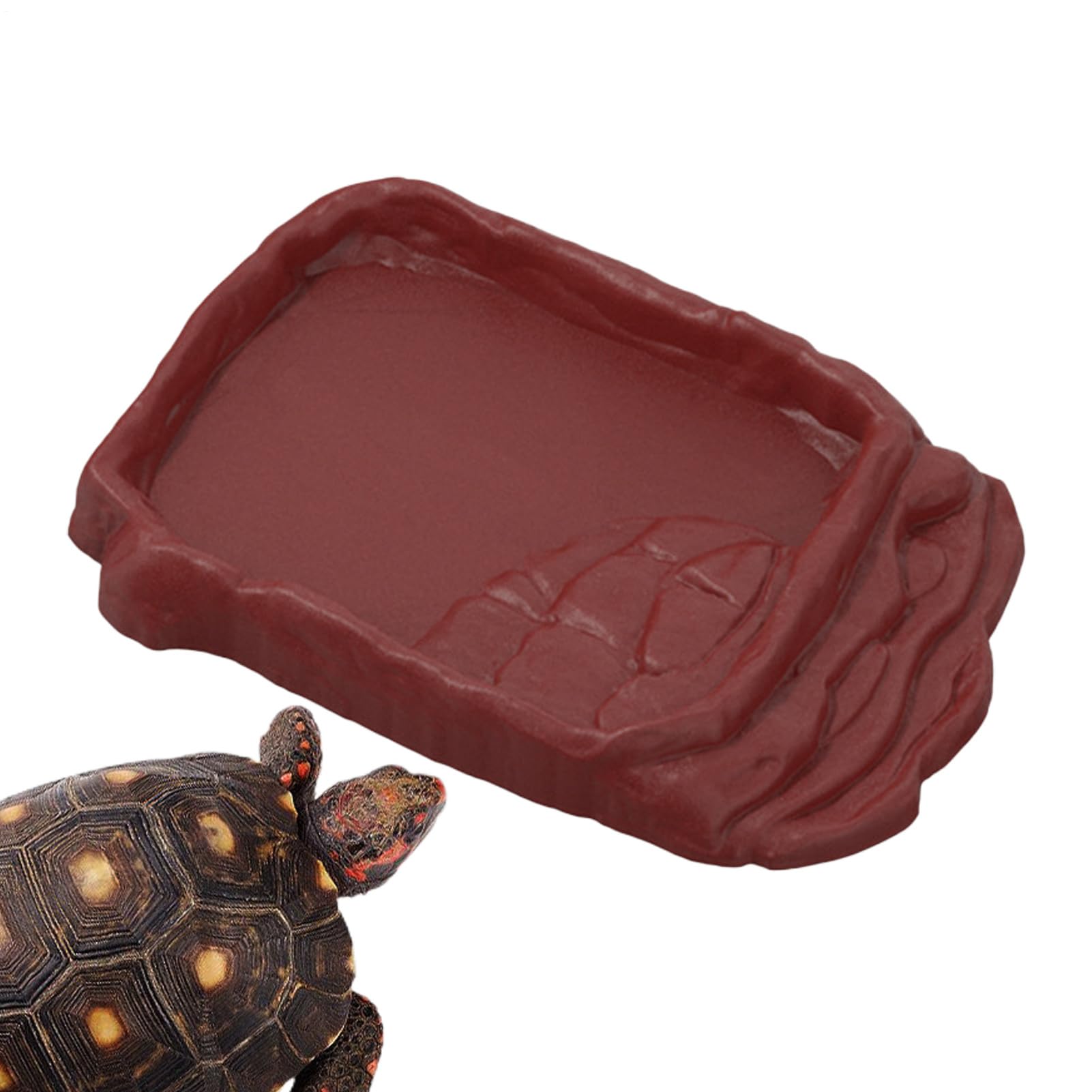 Reptile Water Dish - Tortoise Bowl with Anti Slip Ladders, Terrarium Tank Accessory, Stable Feeding and Drinking Tray with Smooth | Practical Use for Turtle Gecko Snake Lizard Bearded Dragon