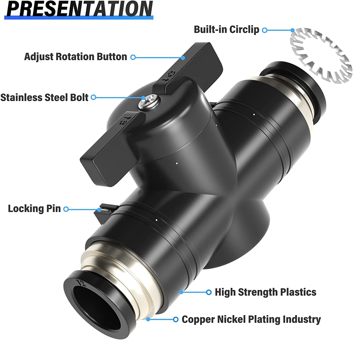 Vanne Régulation Débit D'Air – Raccord Instantané 6mm – Pour Circuits Pneumatiques – Réglage Précision Débit – Pack De 5 - 5
