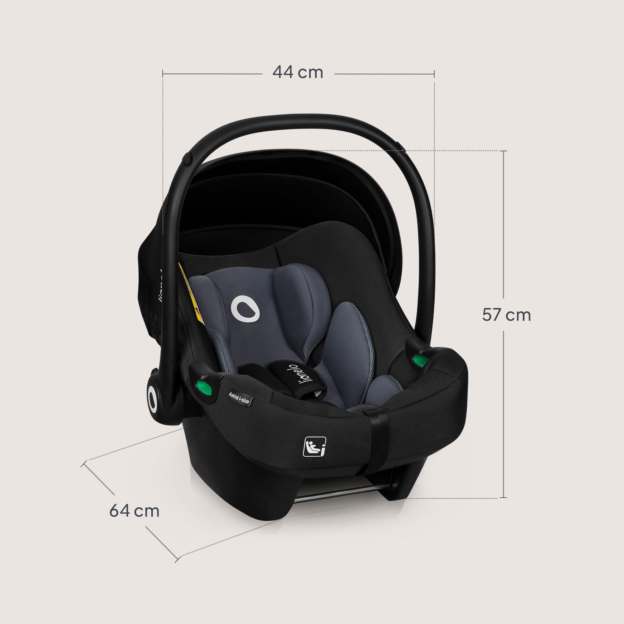 Lionelo ASTRID silla de coche para bebés 40-87 cm (Grupo 0+) i-Size puntos protección lateral Portabebés, Orientación trasera cinturón de seguridad de 3