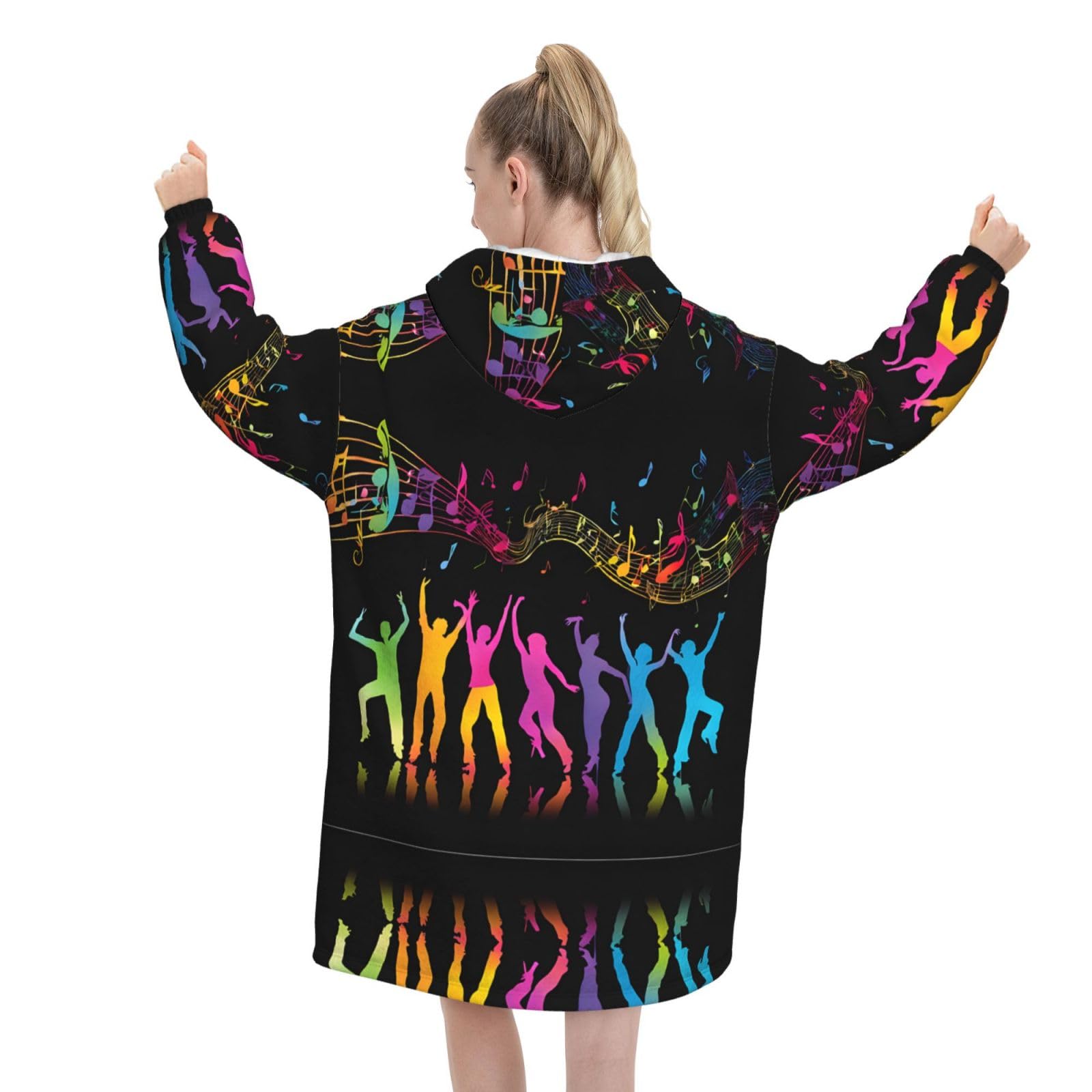Dance With Music Print - Coperta oversize con cappuccio, in flanella, indossabile, unisex, per adulti, donne, uomini, soffici e confortevoli