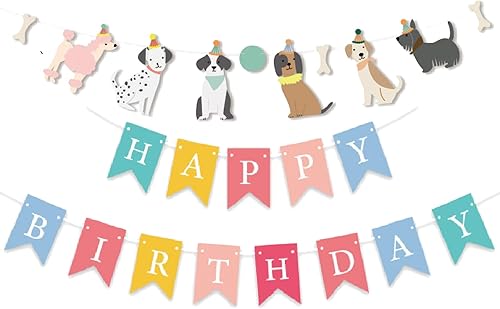 JANSONG Cartel con temática de perro feliz cumpleaños, decoración colorida para niños, bebés, perros, suministros de fiesta de cumpleaños disponible en Yaxa Venezuela