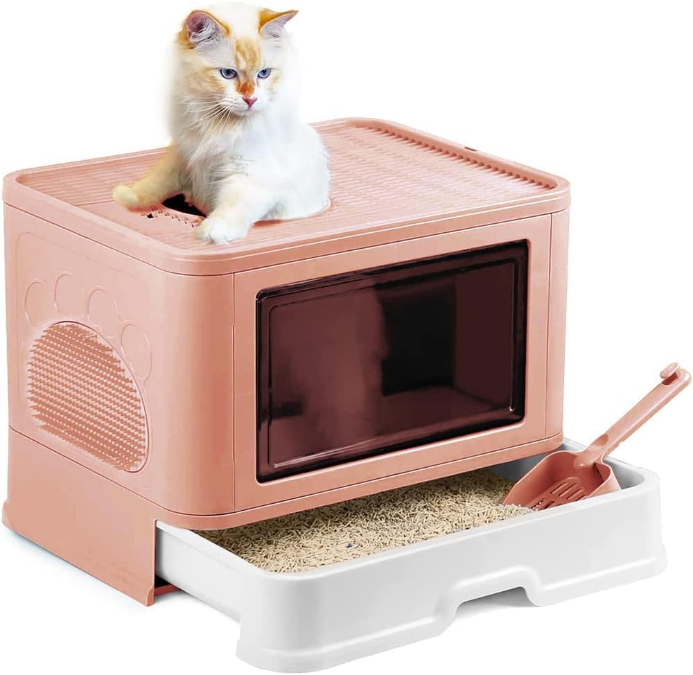 PSK PET MART Oversized Enclosed Cat Litter Box with Odour Door, Foldable Cat Litter Tray, Drawer Design Litter Box Ideal for Cats - Grey (51x41x38 cm) (B0CKW63J44) Amazon Price History, Amazon Price Tracker