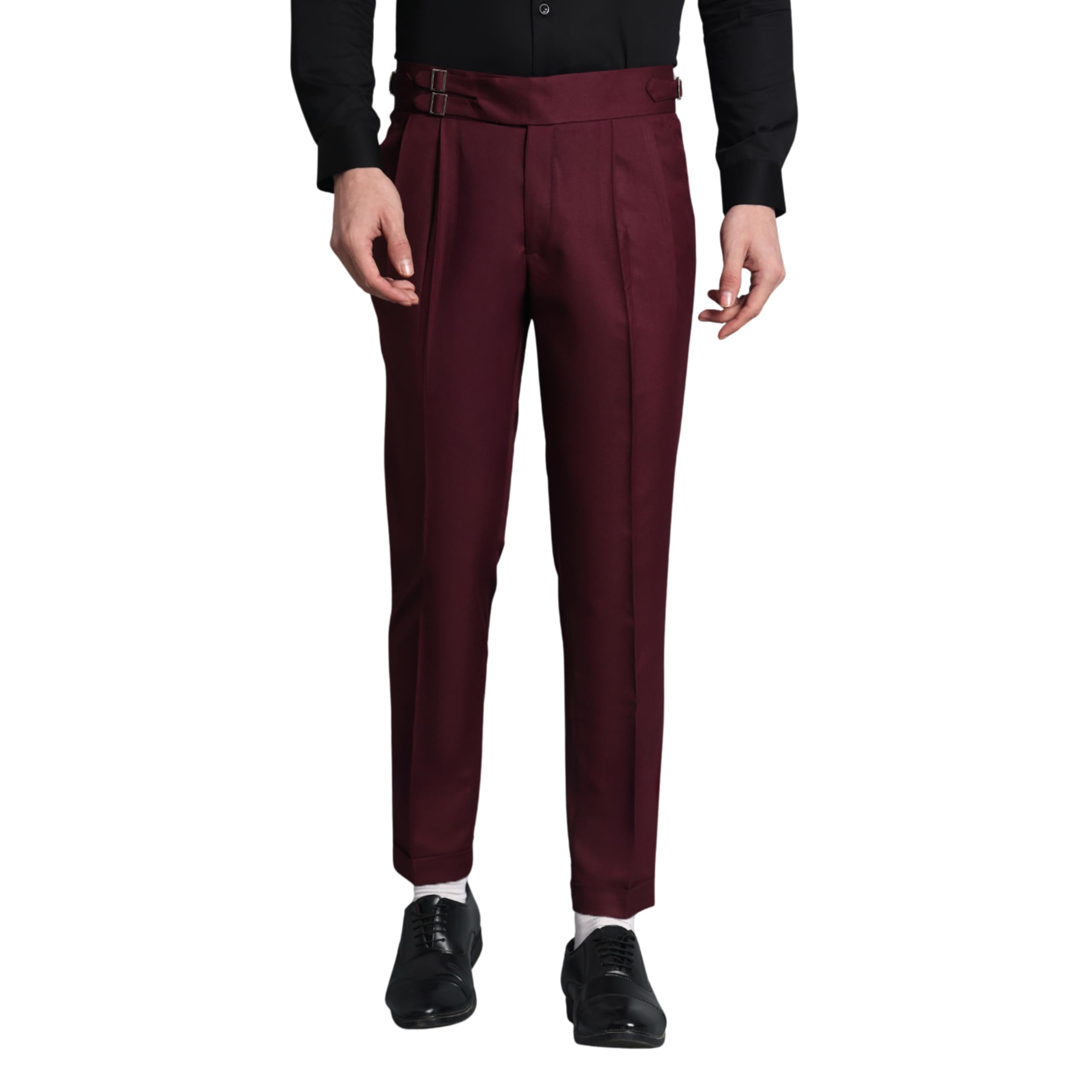 viva trendz Men's Formal Trousers Front Pleated Double Buckle Gurkha Lycra Pant Slim Fit | Stylish Formal Pant for Party and Casual Wear-picture-29