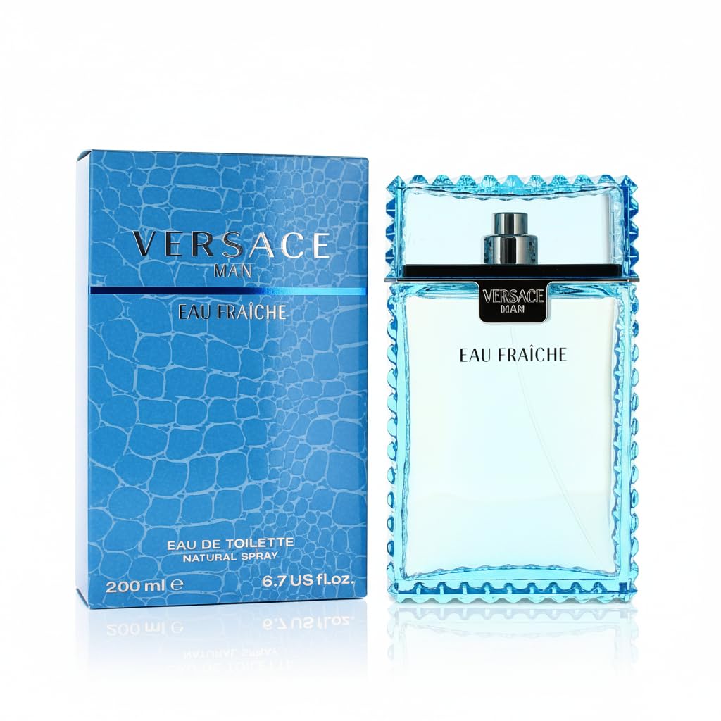 Versace Man Eau Fraiche Eau De Toilette Spray 6.7 Ounce 6.7 Fl Oz (Pack of 1) Cedar,Fresh,Lemon