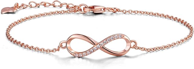 ADVIOK Infinity Bracelet Sterling Silver 925/Gold/Rose Gold Zirconia for Womens Girls Girlfriend Sister Friends Mother Birthday Christmas Valentine's Mother's Day