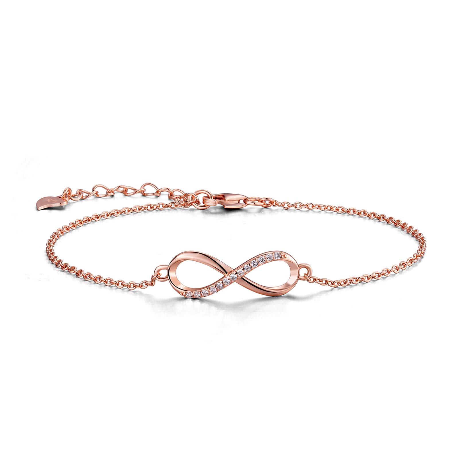Bracciali in argento sterling 925 bianco segno dell'infinito lucido