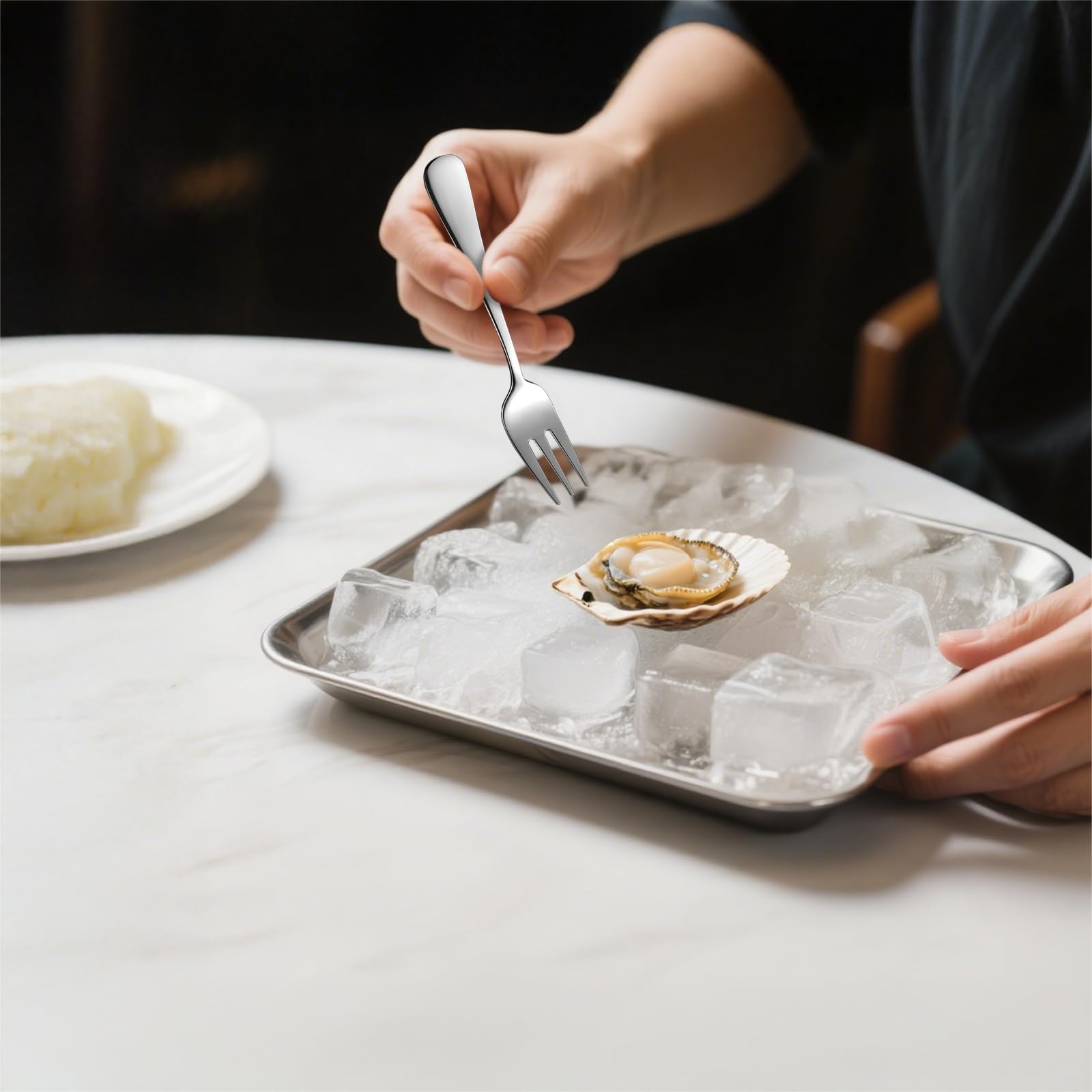 Lot de 36 fourchettes à huîtres avec poignée profilée, acier inoxydable, poli miroir, design à 3 dents, durable et élégant, pour les huîtres et les petits aliments, idéal pour la maison et le