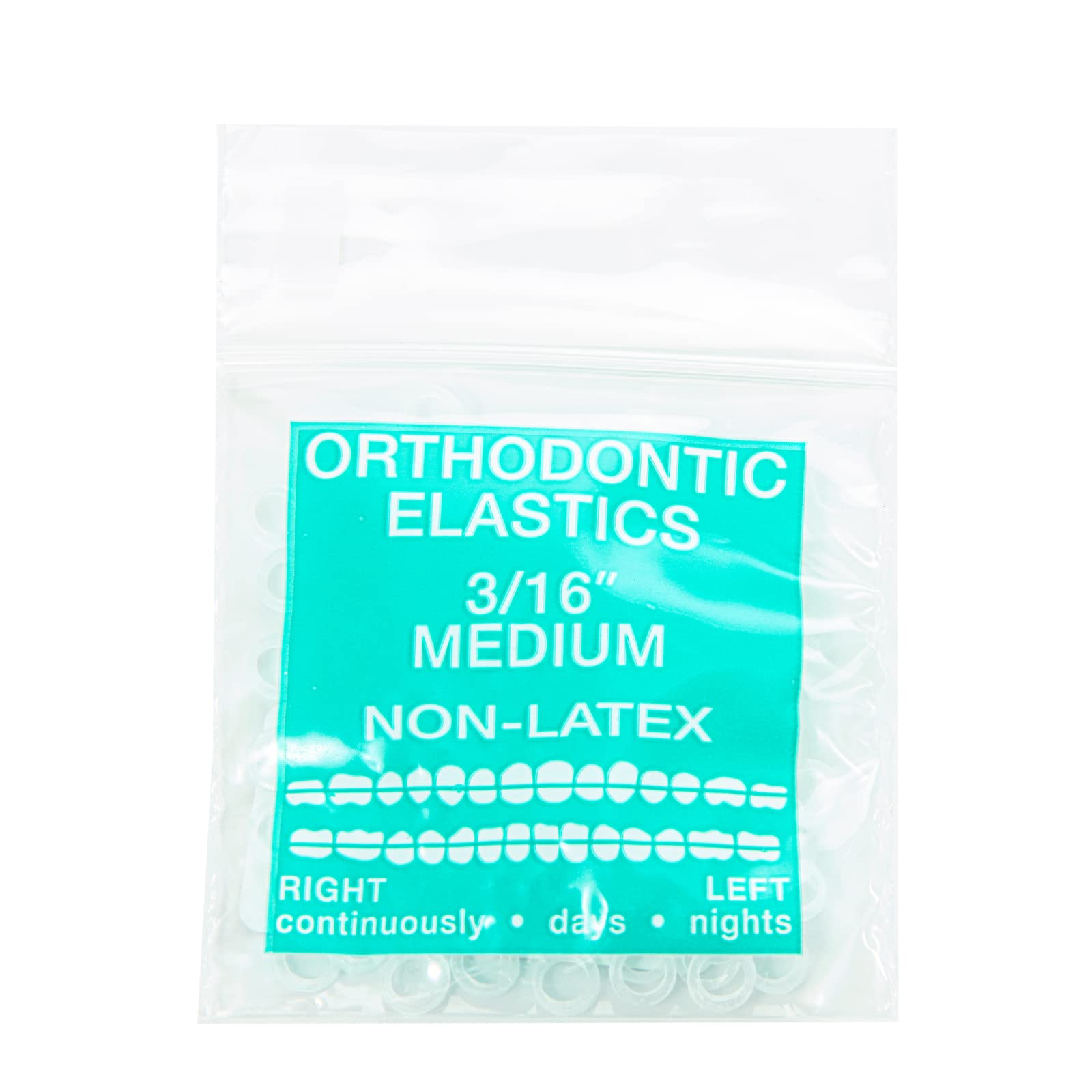 JMU Orthodontic Elastics 3/16 Medium 4.5oz 100 pack Intraoral Elastic Bands Latex Free Dental Rubber Bands Made in USA