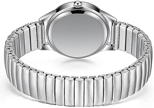 Miniatura 2 de BOSHIYA Relojes para mujer Easy Reader de 1.181 in de acero inoxidable con banda de expansión plateada dorada para mujer, reloj de pulsera pequeño