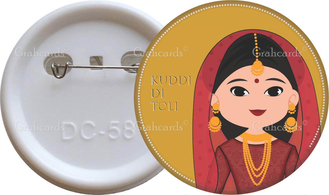 GenericKuddi Di TOLI – Wedding Round Pinback Button Badges(Mustard) Pack of 15