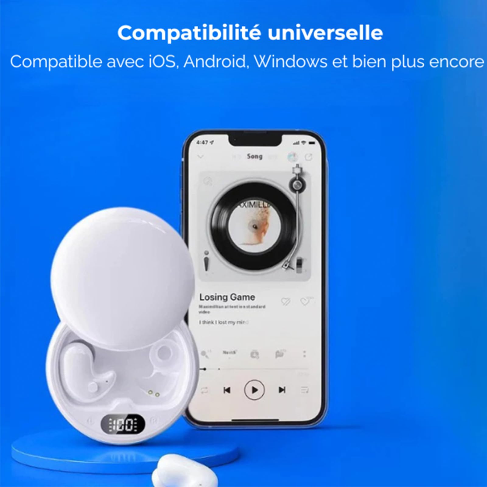 Mindpods Écouteurs, Mindpods Ecouteur Sommeil, Écouteurs sans Fil Intra-Auriculaires, Conception Ergonomique, Aucune Pression sur L'oreille, Adapté À Chaque Instant (Teint)