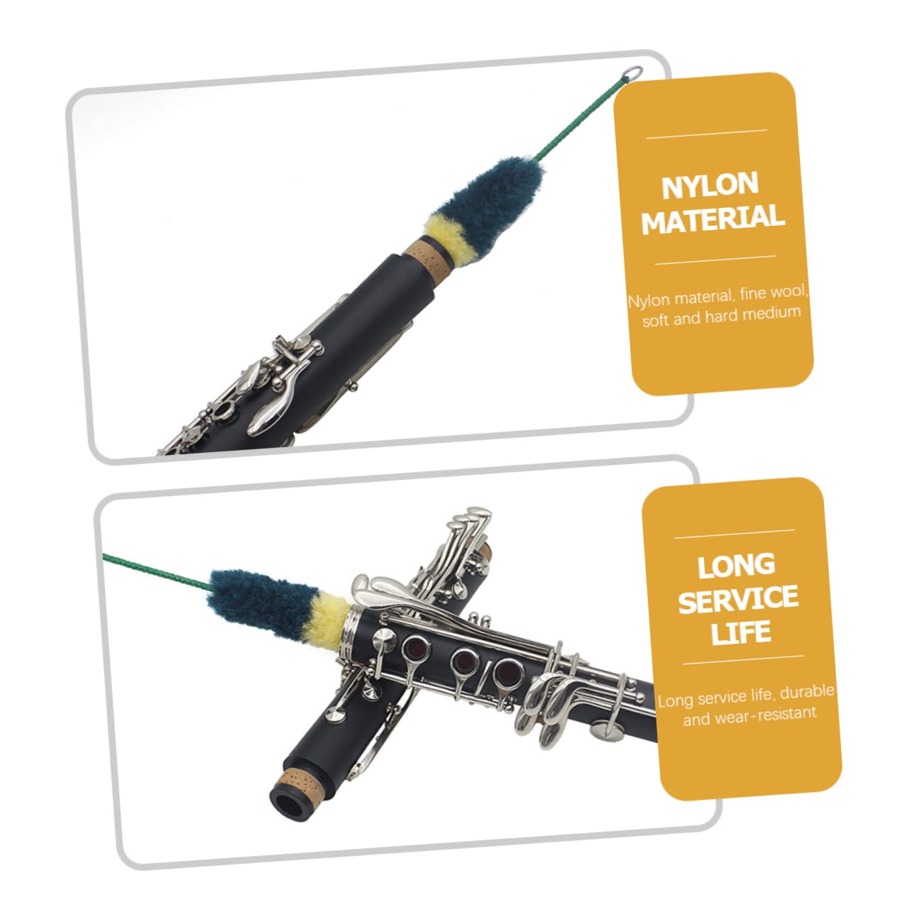 GOOHOCHY Clarinet Cleaning Brush Musical Instrument Swab Clarinet Maintenance Tool Wind Instrument Cleaner