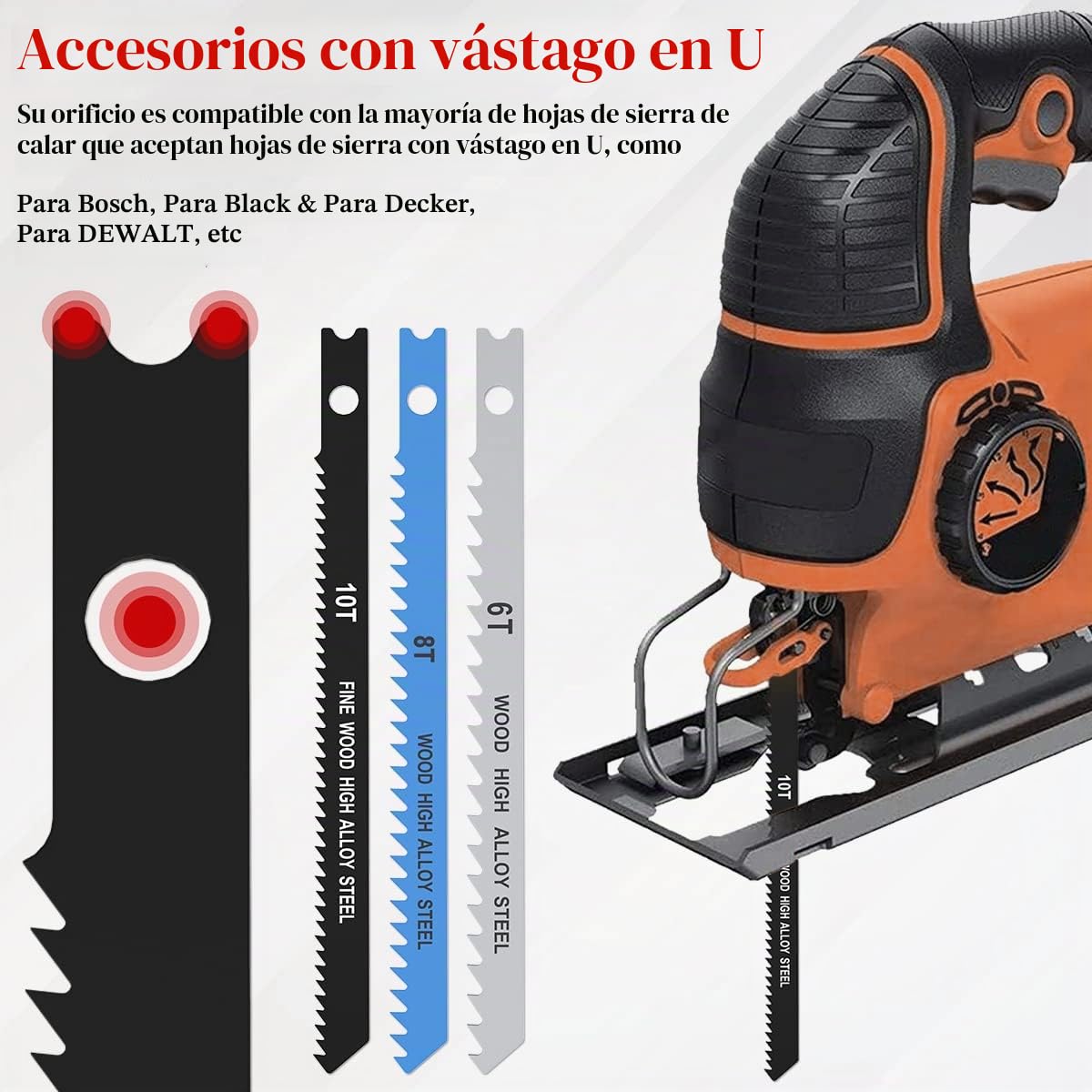 Juego de 25 hojas de sierra de calar 6T 8T 10T de acero de alto carbono, vástago en U