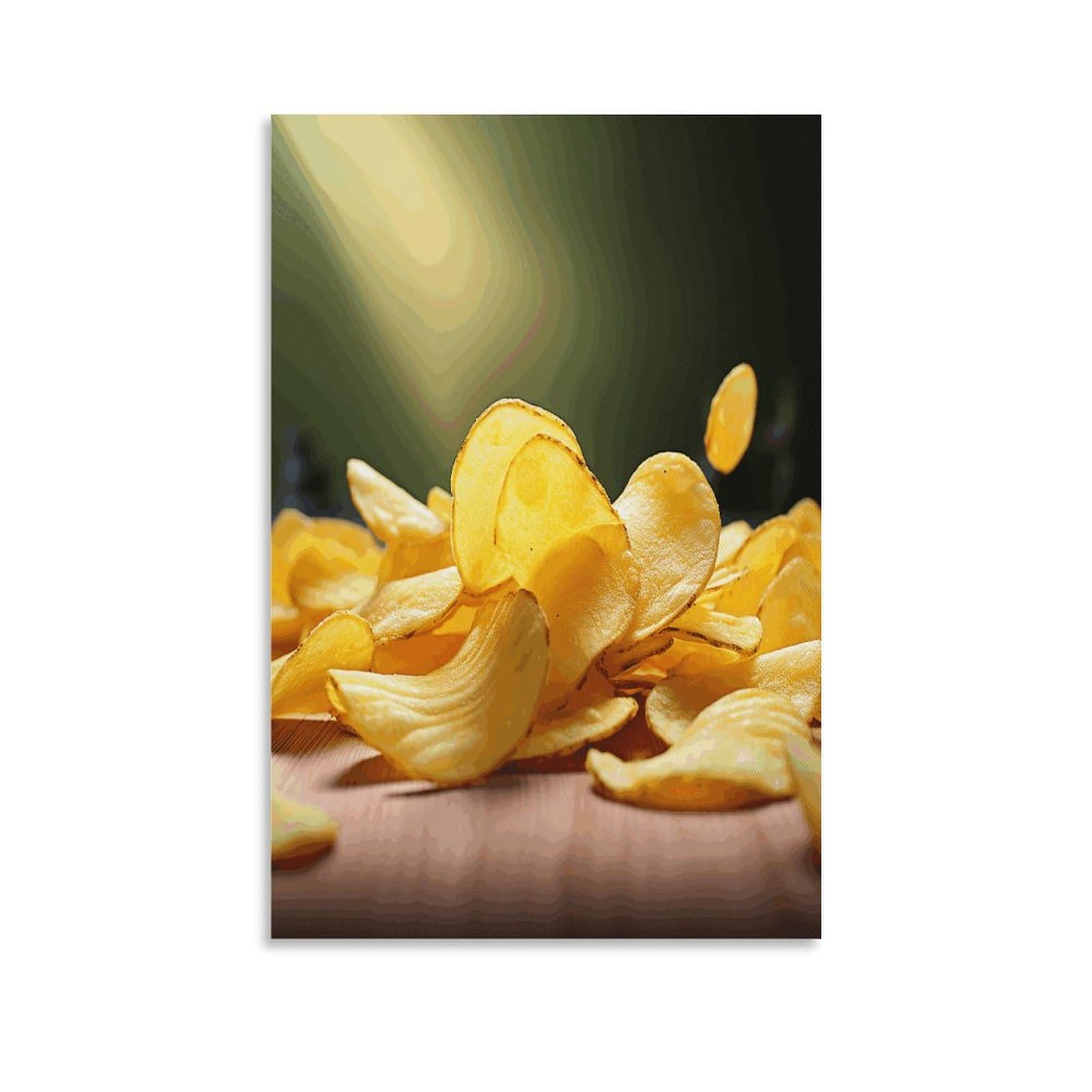 VstaDank Potato Chips Canvas Wall Art on Canvas Prints Artwork Exquisite Decor Artwork Hang Wall Picture Hangable Decor Painting Picture Printed Poster Art for Home Decor 16x24inch(40x60cm)