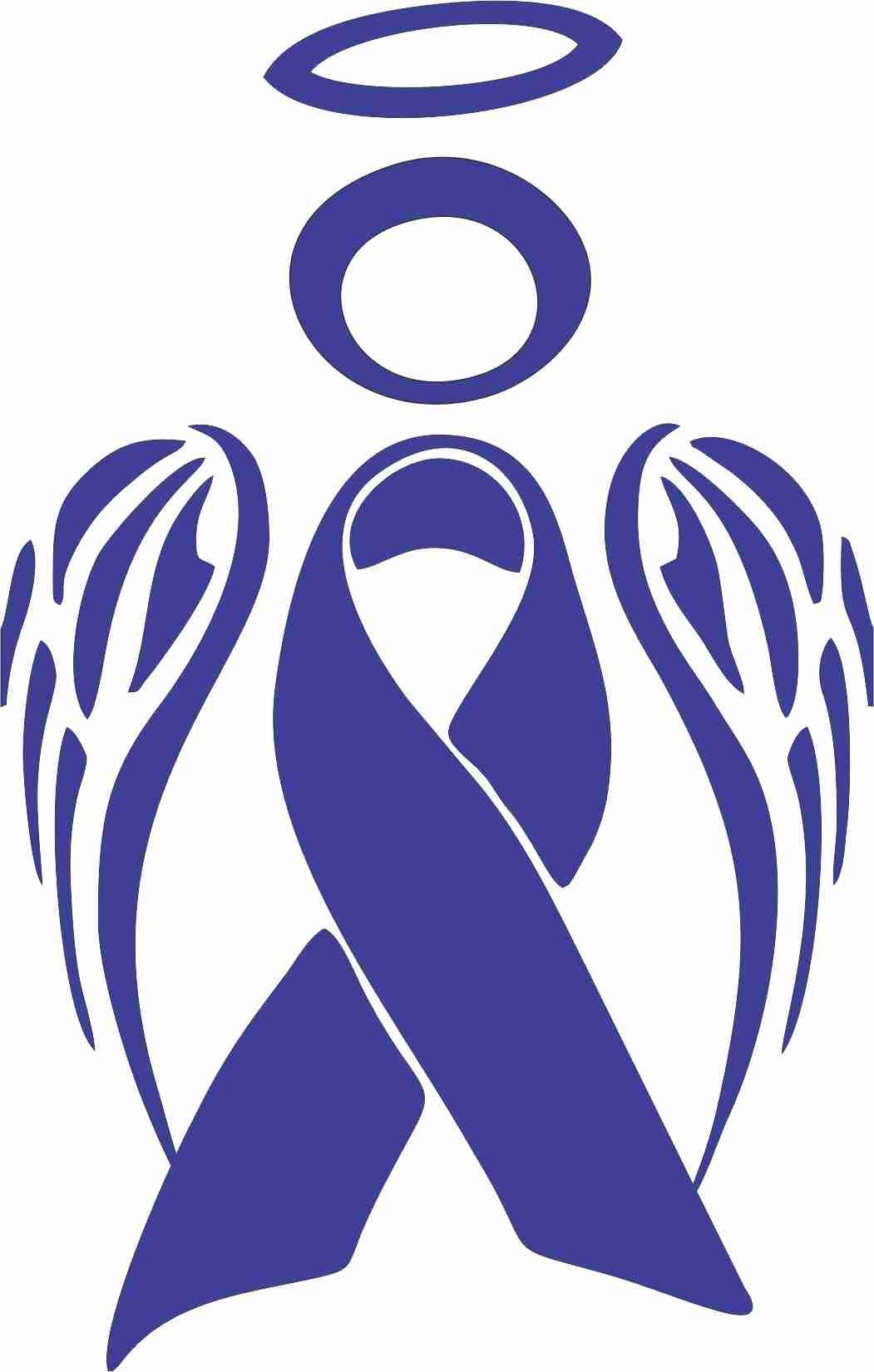 Cancer Angel Awareness Ribbon - Die Cut Vinyl Window Decal/Sticker for Car/Truck (5"x3.5", Dark Blue)