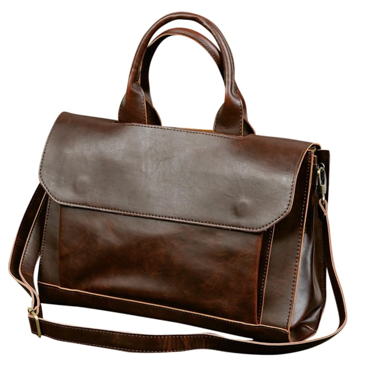 Uonlytech 1pieza PU Leather Briefcase para Hombre Bolso De Oficina y Viaje Maletín De Negocios Multifuncional Bandolera De Cuero PU para Laptop y Documentos