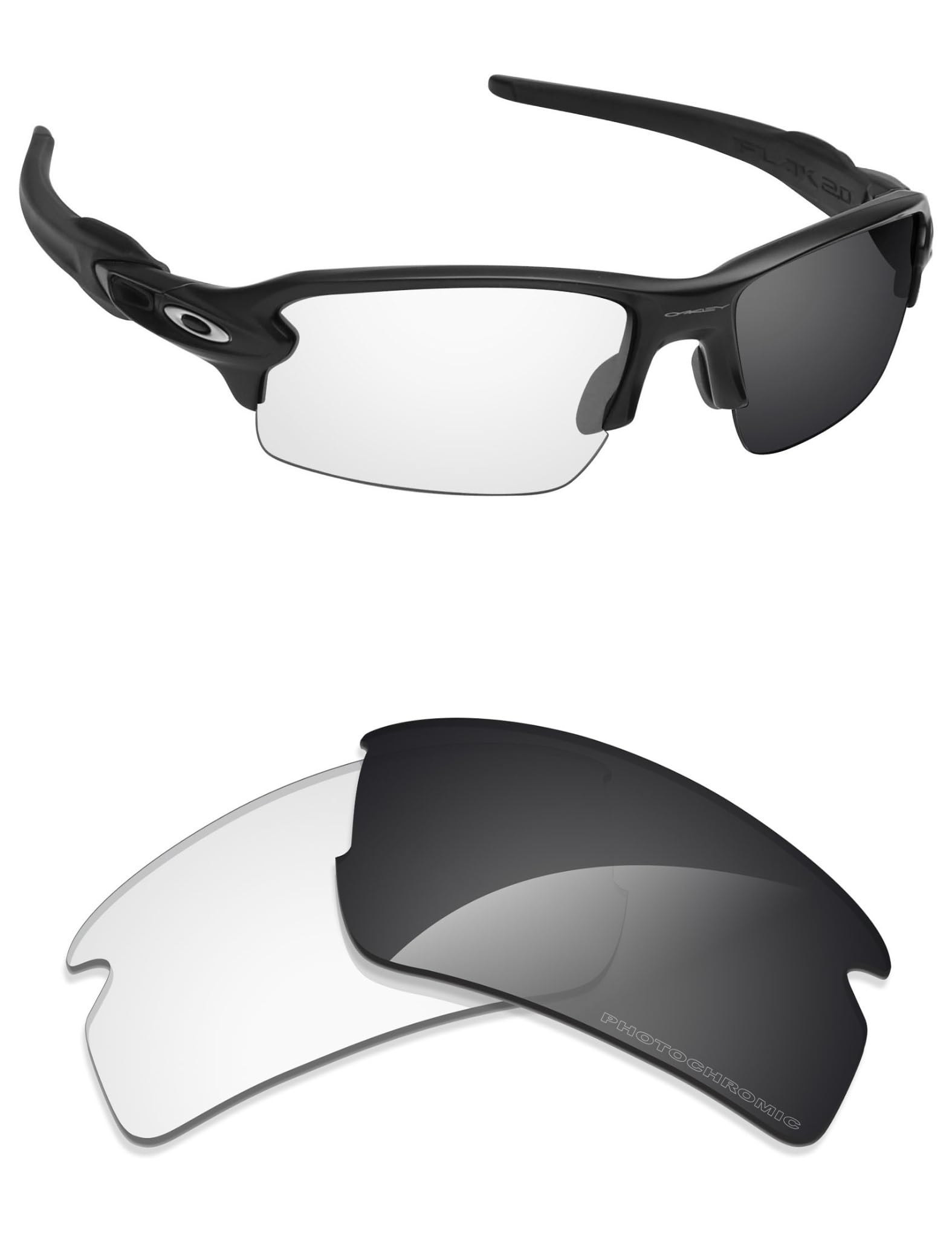 Alphax - Lenti di ricambio polarizzate per Oakley Flak 2.0 XL, (Adapt Grey Photochromic), Taglia unica