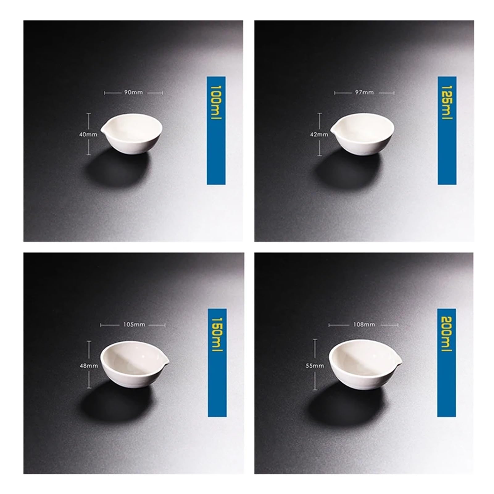 Lot de 10 bols d'évaporation en céramique pour laboratoire (100 ml)