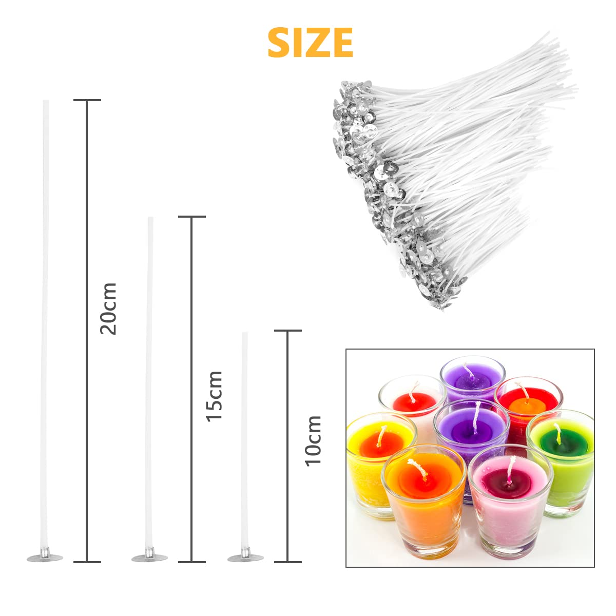 150 Pièces Mèches Pour Bougie, 3 Tailles Mèche Pour Fabrication Bougie, Avec 2 Mèches En Acier