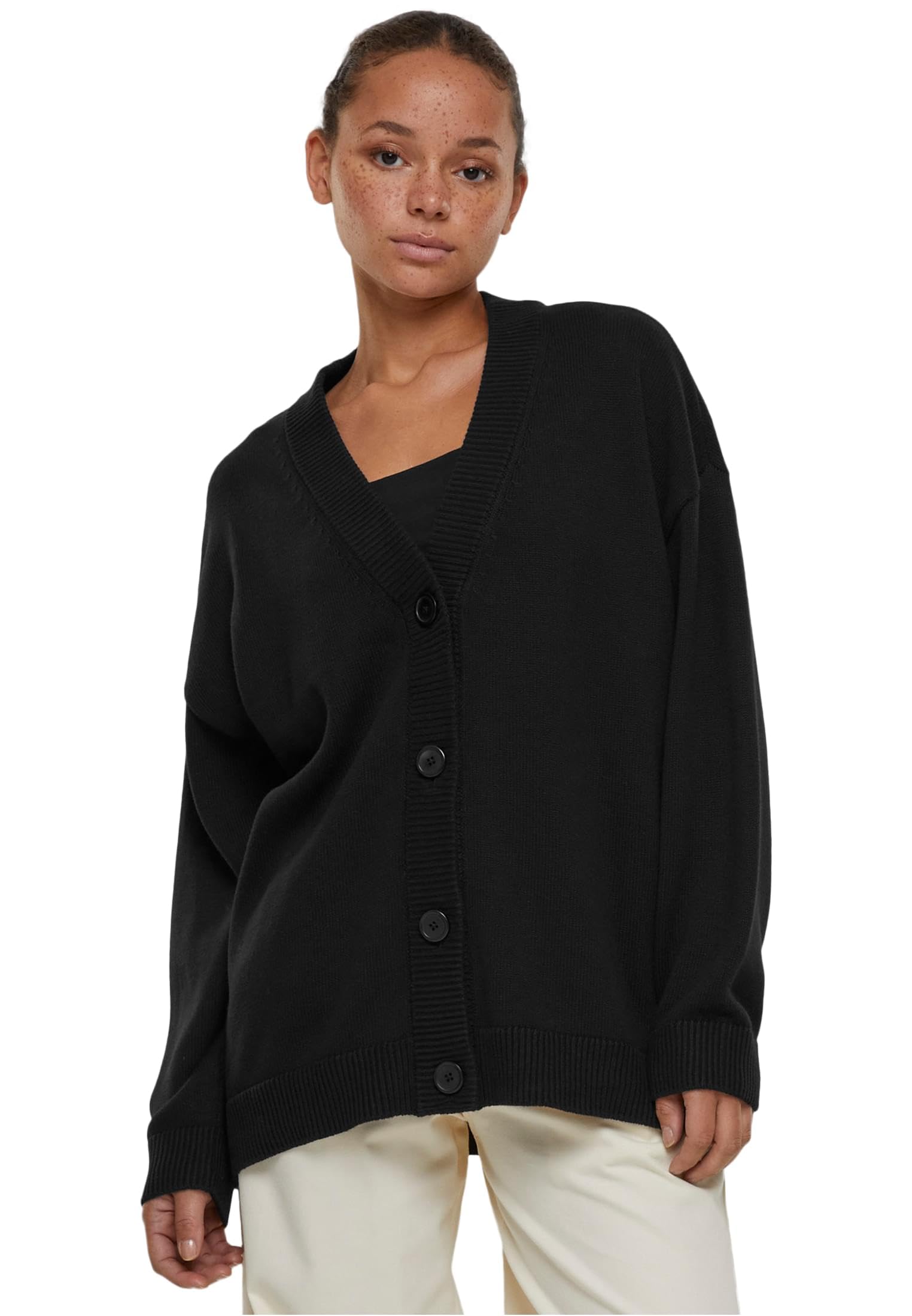 Urban Classics Women's Black Big Oversized Cardigan Sweater, Xxxl