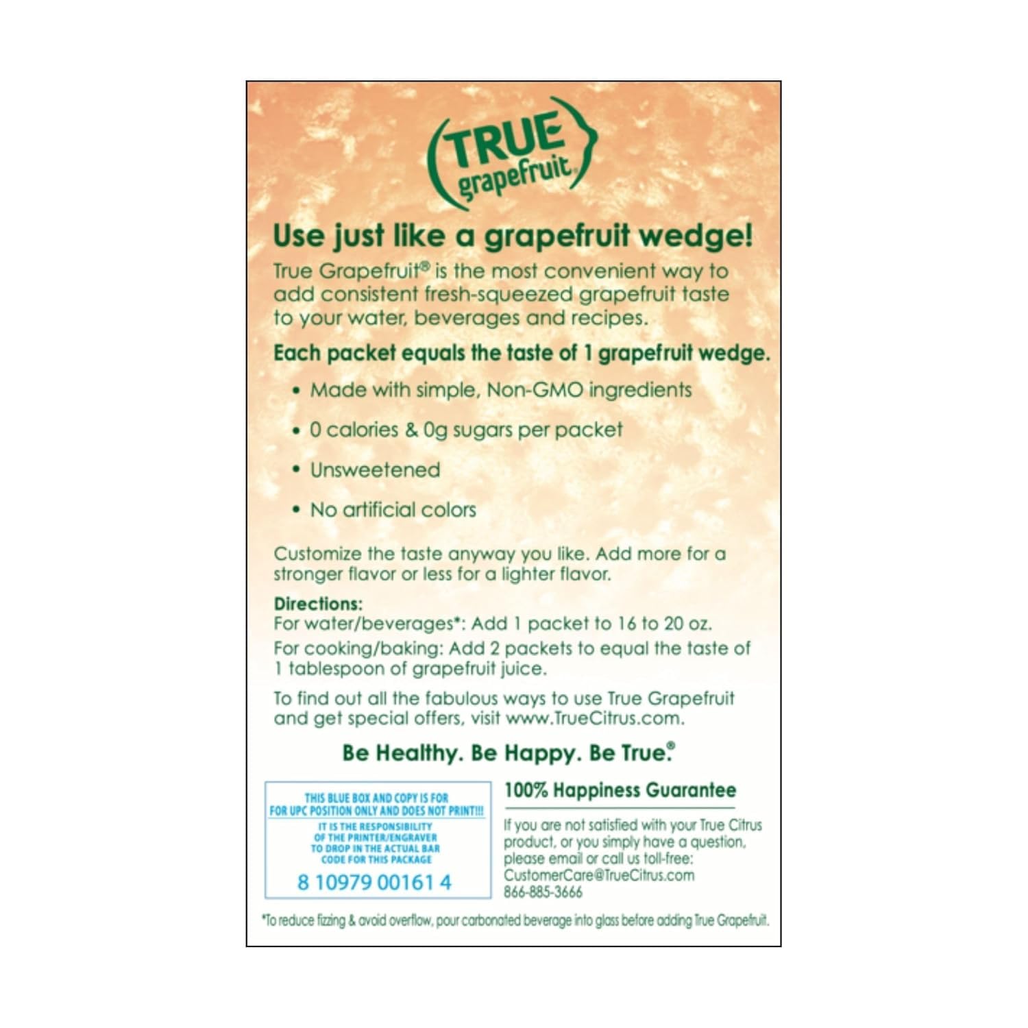 True Grapefruit 32ct (Pack of 1) - Water Enhancer - Bulk Dispenser - 0 Calorie Drink Mix Packets For Water - Sugar Free Grapefruit Flavoring Powder Packets