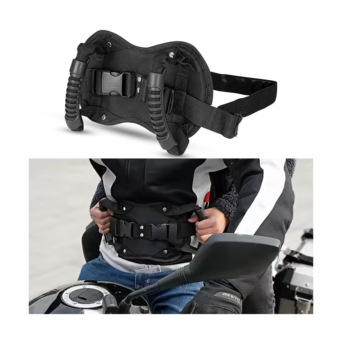 Imbracatura Moto Cintura Sicurezza Motocicletta, Maniglia Cinghia Regolabile, Presa Passeggero Robusta Cintura Passeggero