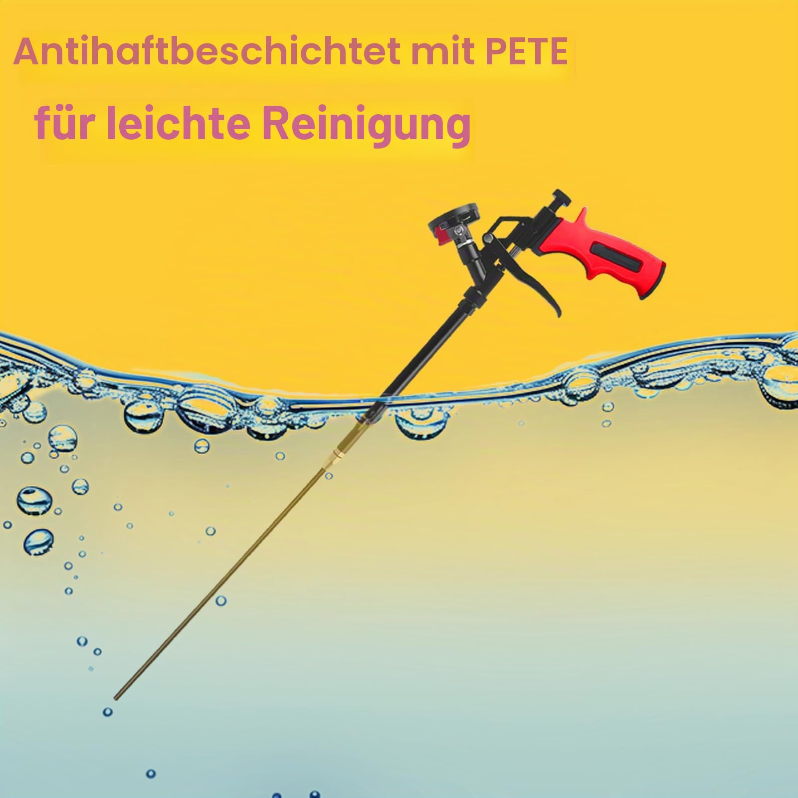 63cm Schaumstoffpistole – PTFE-beschichteter Korb, robuste Spray-Schaumpistole für Isolierung, PU-Schaumpistole für Abdichtung, Füllen, Versiegeln, Professionell für DIY-Projekte (Rot)