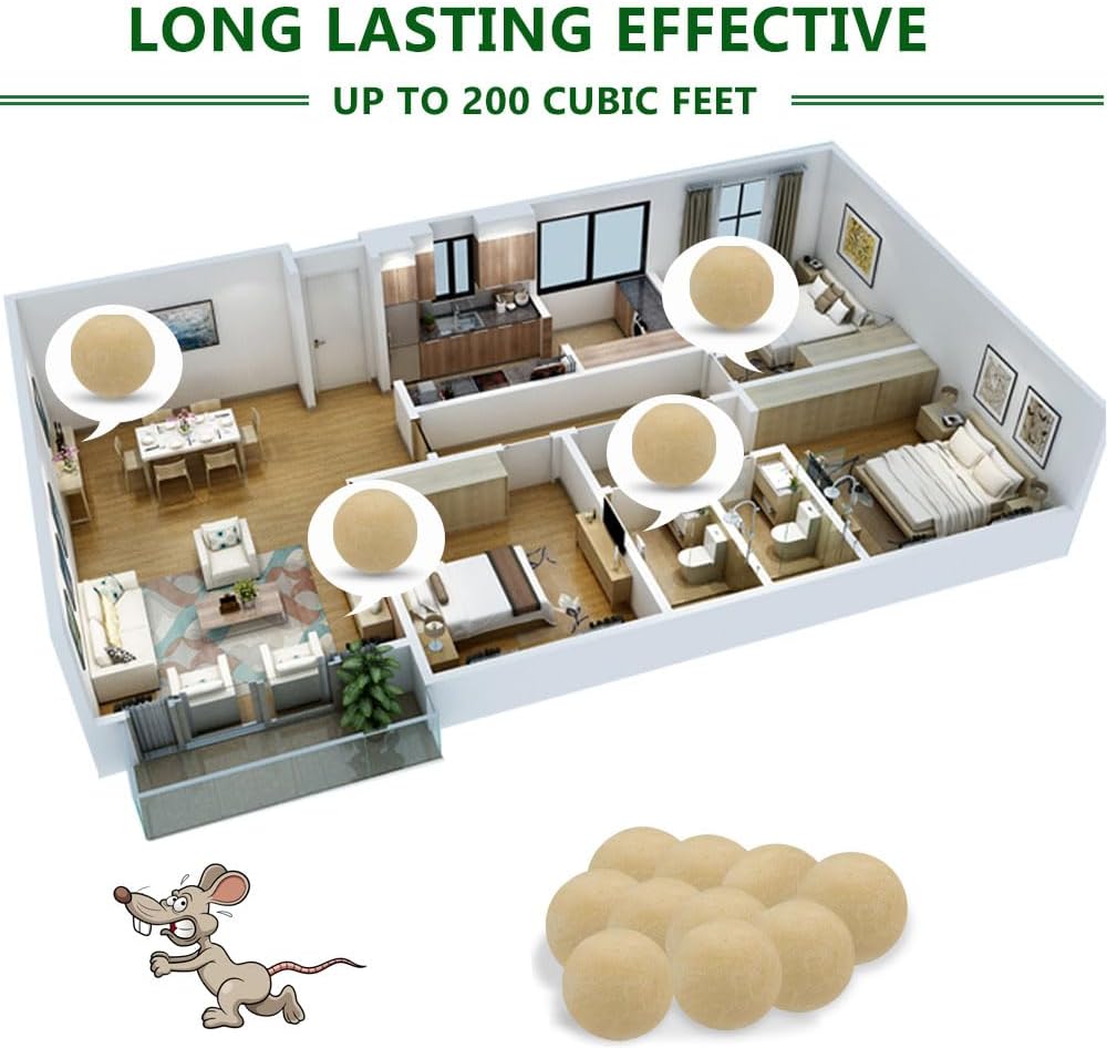 Rat Repellent Balls, 10 Pack Peppermint Oil for Mice Rodent Rats Squirrel Pests Repellent Indoor & Outdoor Use, Natural Rodent Rat Mouse Deterrent Family & Pet Safe - Image 4