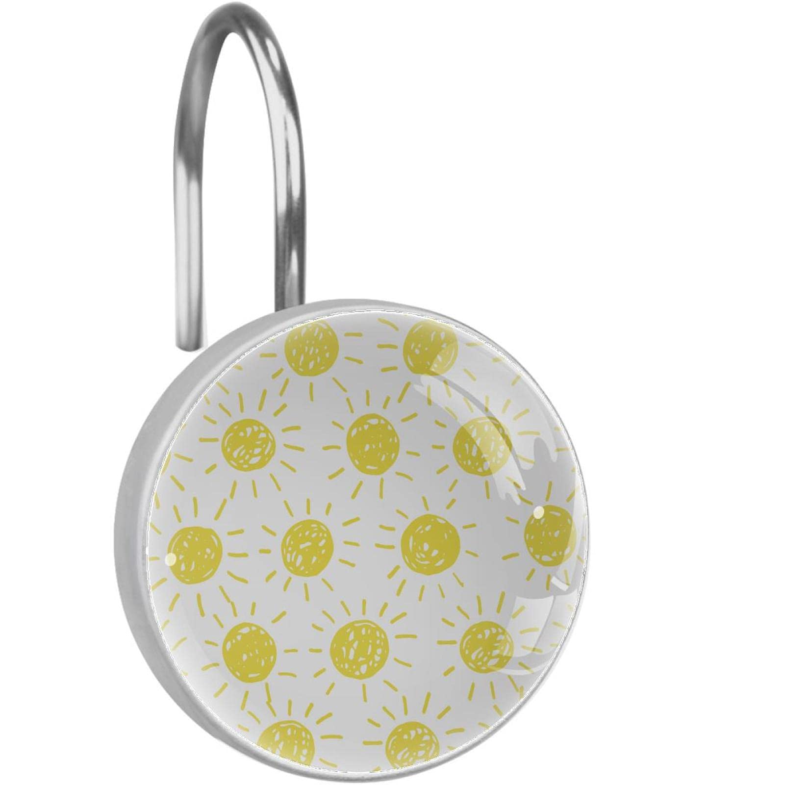 Crochets pour rideau de douche acier inoxydable anneaux décoratifs salle de bain soleil lot de 12