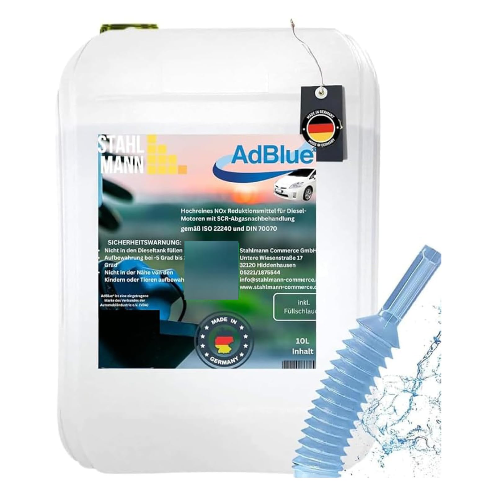 Adblue® 10 L [MADE IN GERMANY] - Adblue®10 l für diesel [ISO 22241-1] inklusive Ausgießer