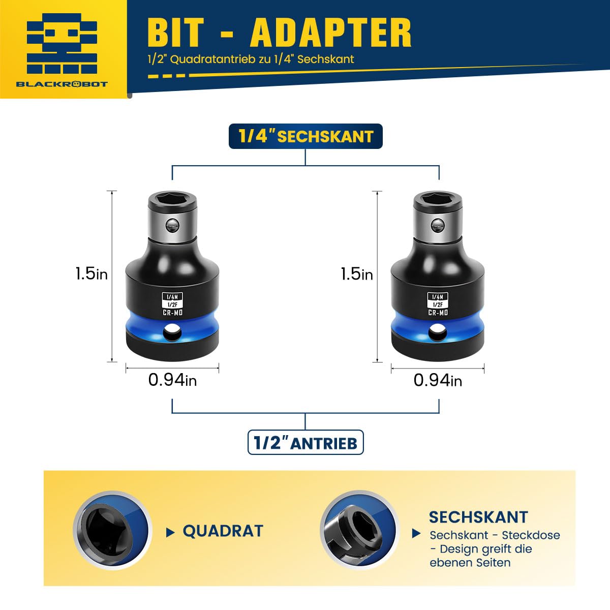 Adattatore Presa A Percussione Unità Unità 1/2"" Da Femmina A 3/8 - Foto 5