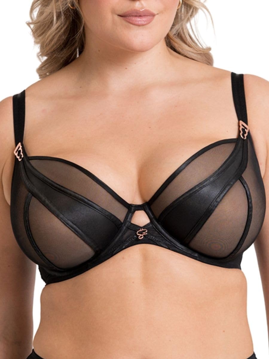 Scantilly Suspense Plunge Bra - Black - Underwired - Non-Padded - Sheer Mesh - 36E