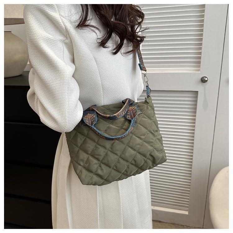 Bolso tote para mujer, bolso acolchado con cremallera, bolso grande para hombro con compartimentos para viaje, trabajo y gimnasio miniatura 1