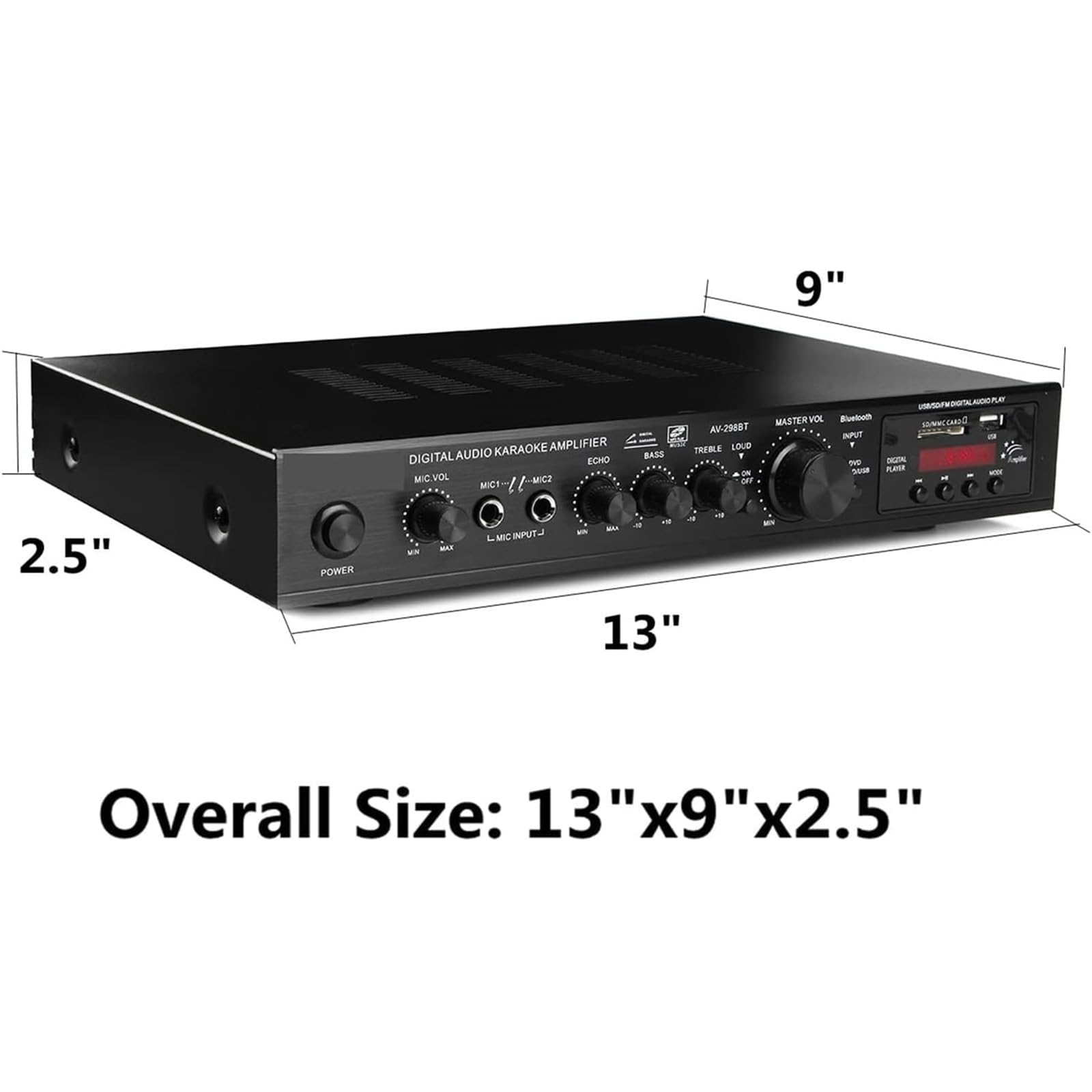 Amplificatore 5.1 Canali Suono Surround Amplificatore Bluetooth Per Sistema Hi-fi Surround Suono Led Usb Av Alimentazione 298bt Amplificatore Alta Risoluzione Player Subwoofer Per Auto Gold