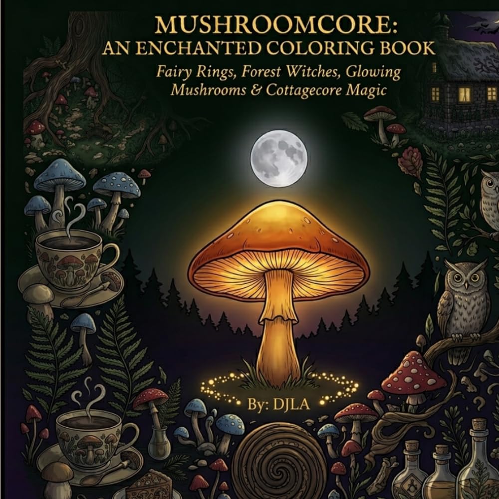 Mushroomcore: An Enchanted Coloring Book: Fairy Rings, Forest Witches, Glowing Mushrooms & Cottagecore Magic — 40 Intricate Illustrations for Adults