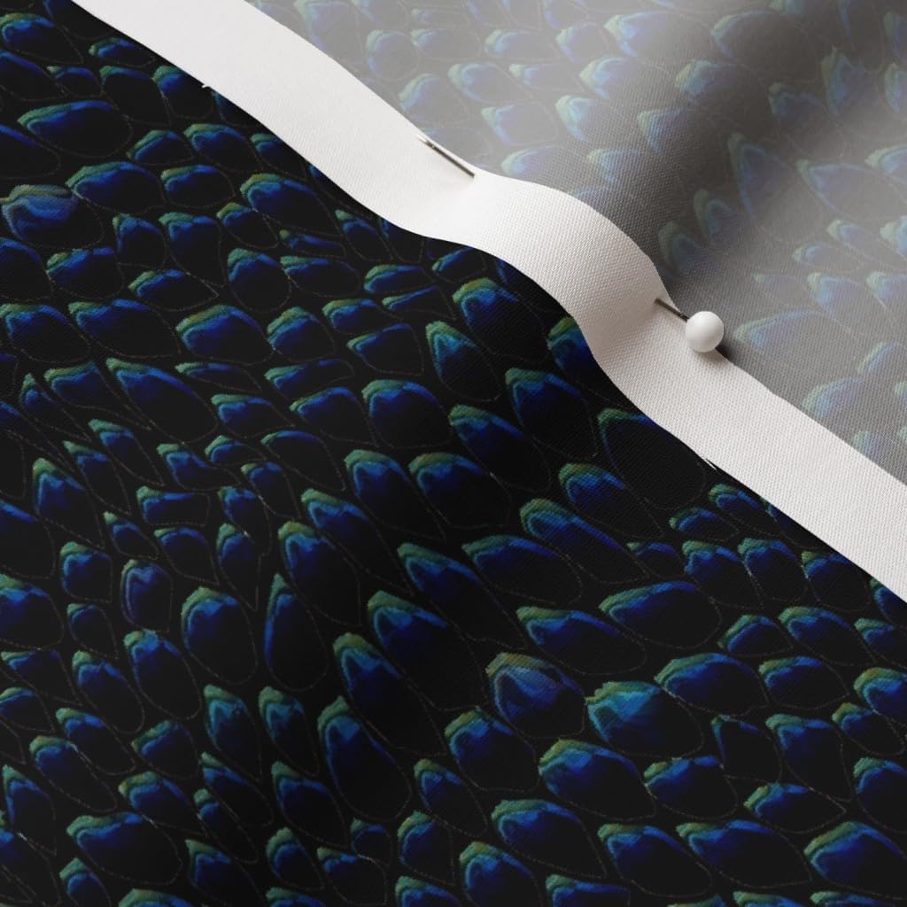 Spoonflower Fabric - Blue Black Dragon Scales Scale Fantasy Costume Printed on Cotton Poplin Fabric by The Yard - Sewing Shirting Quilting Dresses Apparel Crafts