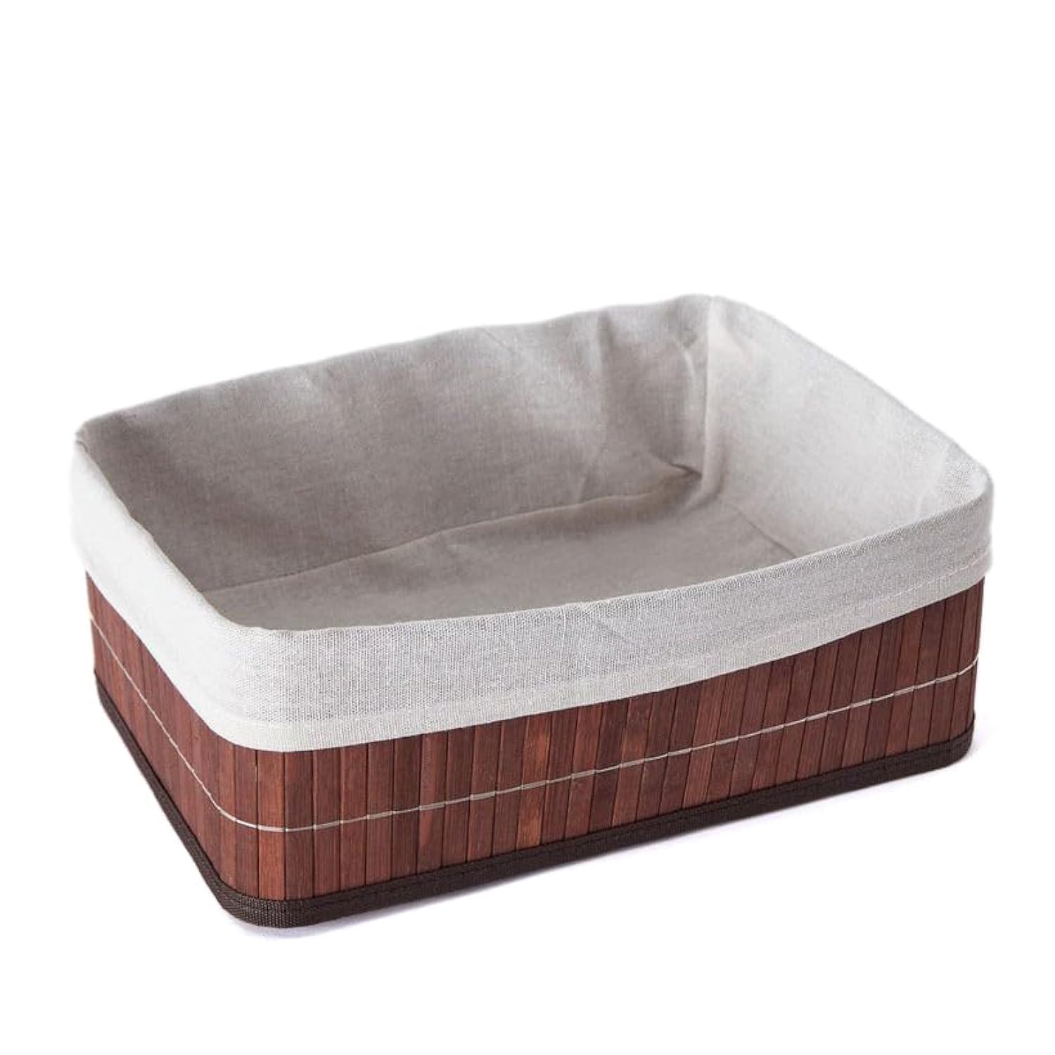 HomeBox Knock Down Bamboo Collapsible Medium Storage Basket - 29x19x10 cm